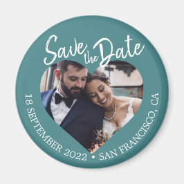 ターコイズフォト モダンスクリプト Save the Date マグネット