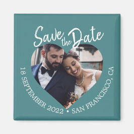 ターコイズフォト モダンスクリプト Save the Date マグネット