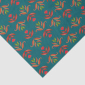 ターコイズフォークアートフローラプリントコージー素朴秋 薄葉紙 (詳細)