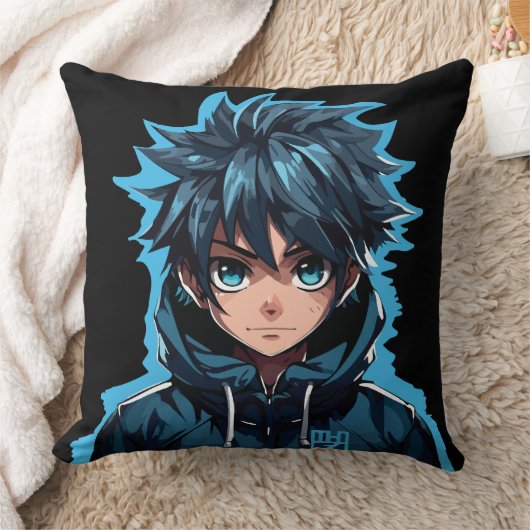 ターコイズフォース:アニメスタイルマンガボーイ クッション (ブランケット)