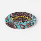 ターコイズフラクタルスターブラストおめでとう ペーパープレート (アングル)