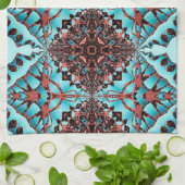 ターコイズフラクタルスターブラスト キッチンタオル (折り畳み)