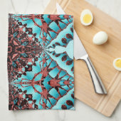 ターコイズフラクタルスターブラスト キッチンタオル (四つ折り)