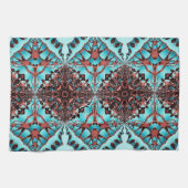 ターコイズフラクタルスターブラスト キッチンタオル (横)