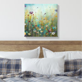 ターコイズフラワーアートランドスケープデザイン キャンバスプリント (インサイチュ (寝室))