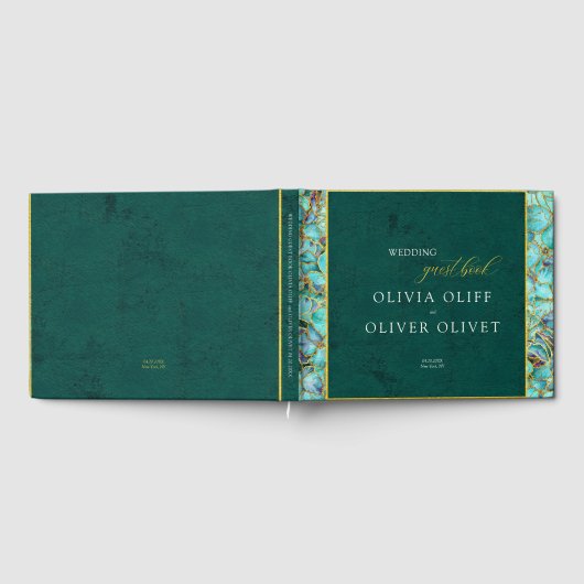 ターコイズフラワーズエメ結婚ラルド ゲストブック (全面)