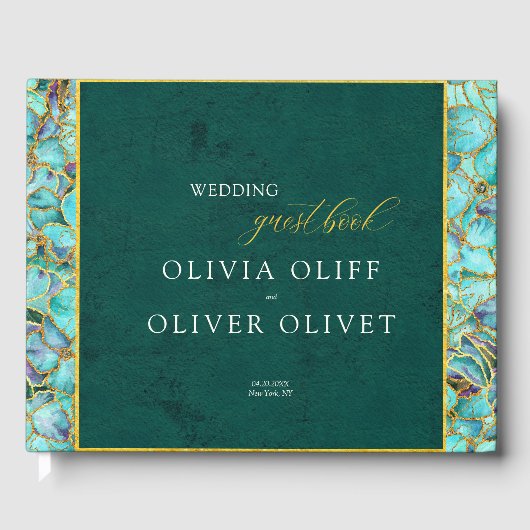 ターコイズフラワーズエメ結婚ラルド ゲストブック (正面)