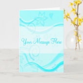 ターコイズフラワーズ&スワールグリーティングカード カード (黄色い花)