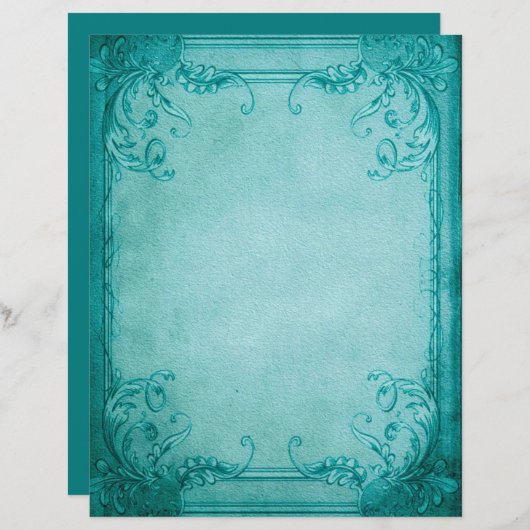 ターコイズフレームスクラップブック作りクラフト紙 (正面/裏面)