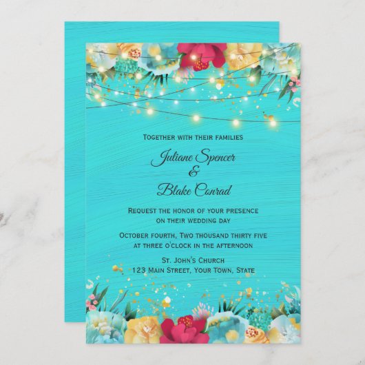 ターコイズフローラと弦信号 招待状 (正面/裏面)