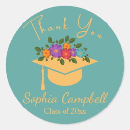 ターコイズフローラのクラシック卒業ラウンドシール ラウンドシール