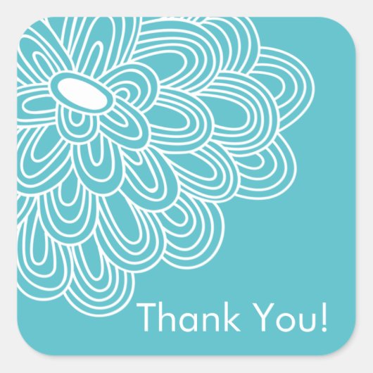 ターコイズフローラサンクユーブライダルシャワーのお願い スクエアシール (正面)
