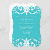ターコイズフローラスワーズブラケット結婚式招待状 招待状 (正面/裏面)