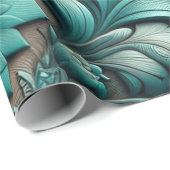 ターコイズフローラツールパターンターコイズティール（緑がかった色） ラッピングペーパー (ロールコーナー)