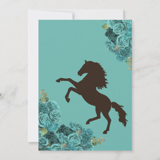 ターコイズフローラバラウェスタン素朴キンセアニェラ 招待状 (裏面)