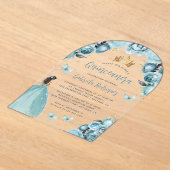 ターコイズフローラバラウォーターカラーキンセアニラ アクリル招待状 (レイダウン)