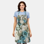 ターコイズフローラバラエレガントエプロン エプロン (着用した状態)
