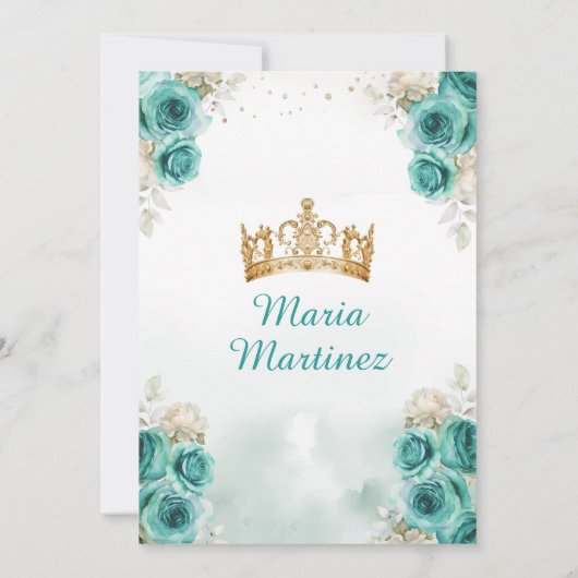 ターコイズフローラプリンセス金ゴールドクラウンキニャネラ 招待状 (裏面)