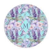 ターコイズフローラ春パターンモノグラム カッティングボード (正面)