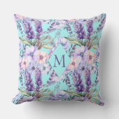 ターコイズフローラ春パターンモノグラム クッション (正面)
