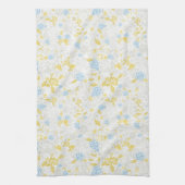 ターコイズフローラ花継ぎ目パターン キッチンタオル (縦)