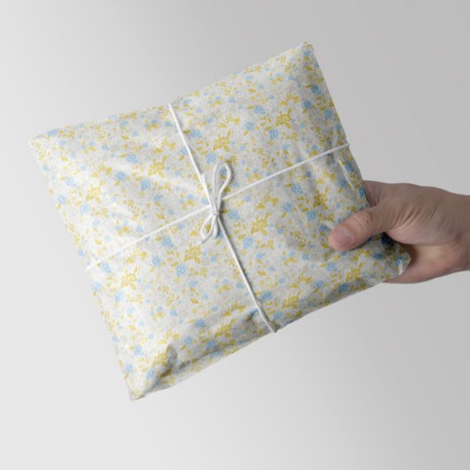 ターコイズフローラ花継ぎ目パターン 薄葉紙