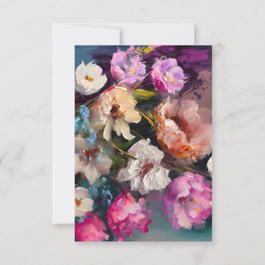 ターコイズフローラ葬儀ありがとう悔やみや弔慰 ノートカード (裏面)