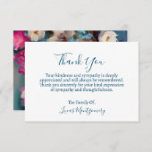 ターコイズフローラ葬儀ありがとう悔やみや弔慰 ノートカード (正面/裏面)