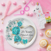 ターコイズフローラ25周年記念 – 私はまだする ペーパープレート (パーティー)