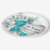 ターコイズフローラ25周年記念 – 私はまだする ペーパープレート (アングル)