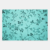 ターコイズフローラ、中、明るい ラッピングペーパーシート (正面)