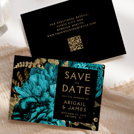 ターコイズフローラQRコード結婚式日付の保存 招待状