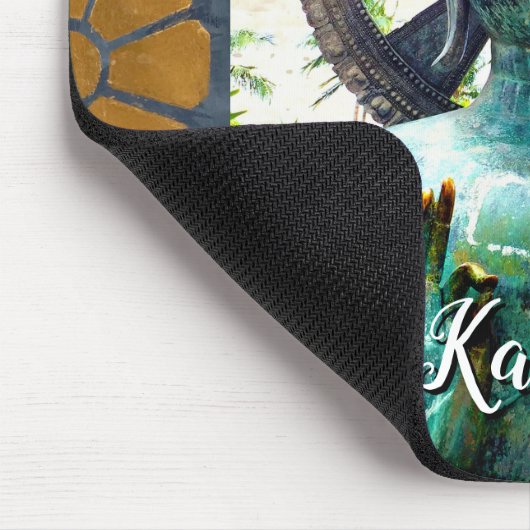 ターコイズブッダアンティーク金ゴールドモザイク写真名 マウスパッド (コーナー)