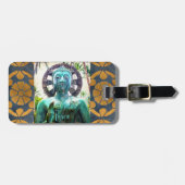 ターコイズブッダフォトピース引用文アンティークモザイク ラゲッジタグ (正面横)