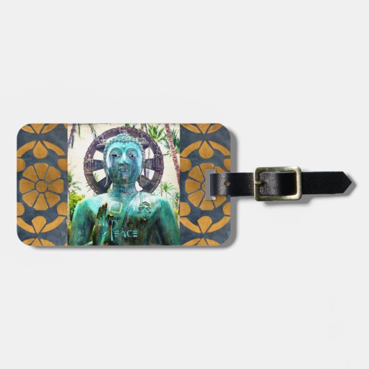 ターコイズブッダフォトピース引用文アンティークモザイク ラゲッジタグ (正面横)
