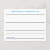 ターコイズブライダルシャワーアドバイスカード アドバイスカード (裏面)