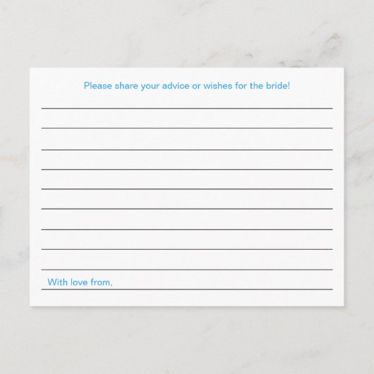 ターコイズブライダルシャワーアドバイスカード アドバイスカード (裏面)