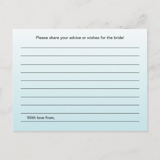 ターコイズブライダルシャワーアドバイスカード アドバイスカード (裏面)