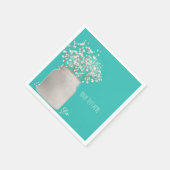ターコイズブライダルシャワーメイスンジャー&バビーズブレス スタンダードカクテルナプキン (角)