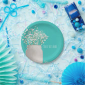 ターコイズブライダルシャワーメイスンジャー&バビーズブレス ペーパープレート (パーティー)