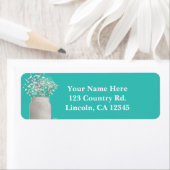 ターコイズブライダルシャワーメイスンジャー&バビーズブレス ラベル (インサイチュ)