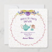 ターコイズブライダル茶パーティーシャワー 招待状 (正面)