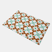 ターコイズブラウンと白スペインのタイル模様 ドアマット (アングル)