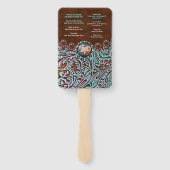 ターコイズブラウンウェスタンの田舎の結婚式プログラム ハンドファン (裏面)