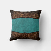 ターコイズブラウンオールドワールドビーガンレザーモノグラム クッション (裏面)