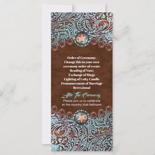 ターコイズブラウンカウボーイウェスタンウェディングプログラム (裏面)