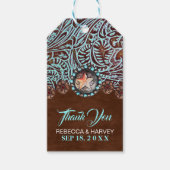 ターコイズブラウンカウボーイカントリー結婚ウエスタン ギフトタグ (正面)