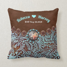 ターコイズブラウンカウボーイカントリー結婚ウエスタン クッション