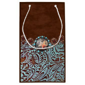 ターコイズブラウンカウボーイカントリー結婚ウエスタン スモールペーパーバッグ (裏面)