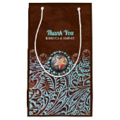 ターコイズブラウンカウボーイカントリー結婚ウエスタン スモールペーパーバッグ (正面)